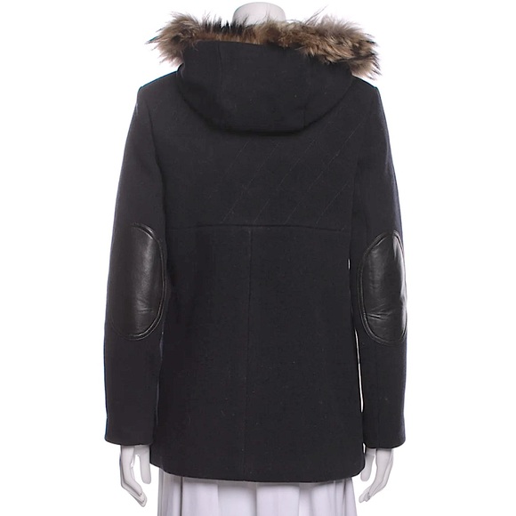 Lamb leather genuine with fur trim hood by SANDRO - Picture 3 of 3